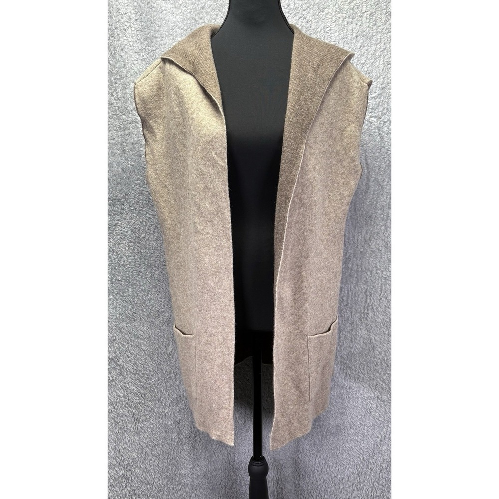Chiaramente Made‎ in Italy Knit Hooded Vest Sleeveless Cardigan Sz M Lagenlook